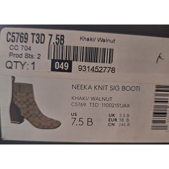 COACH Womens Neeka Knit Signature Bootie Size 7.5 NIB - Picture 6 of 7